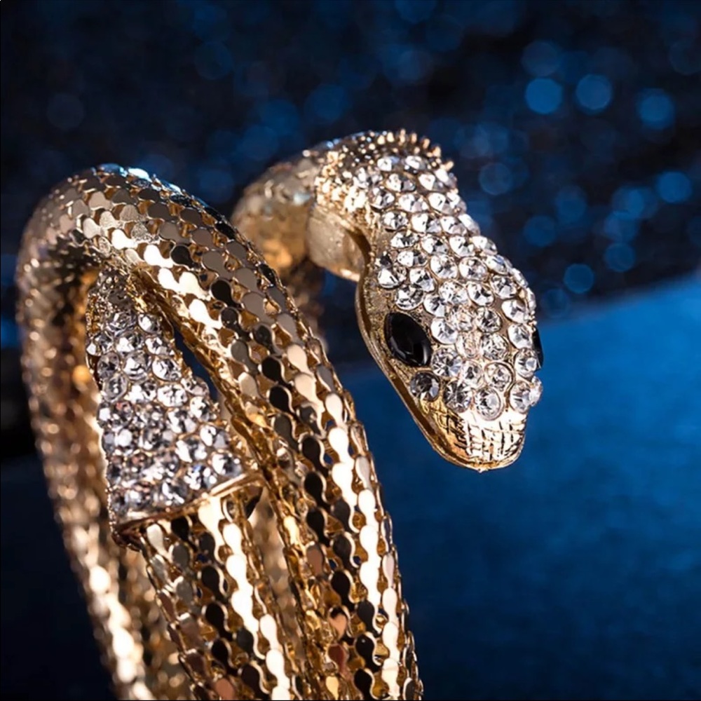 Egyptian snake wrap bracelet w/ rhinestone - Picture 9 of 14
